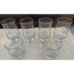 Pfalzgraff Remembrance Lot 4 Footed Tumblers 5.25" and 2 Footed Rocks/Juice 3.5"